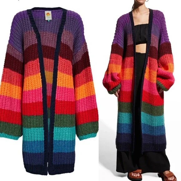 SOLD 💔FARM RIO
Rainbow Stripes Wool-blend Cardigan - Picture 1 of 6